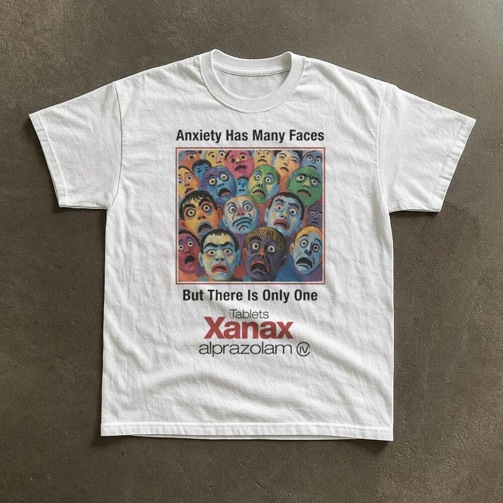 Gildan Anxiety Has Many Faces Xanax Design T-Shirt